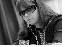 young poker player - annette obrestad - black and white photo