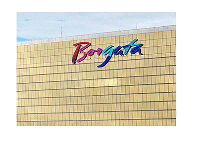 Borgata Hotel and Casino - Top of the building.  Focus is on the logo.