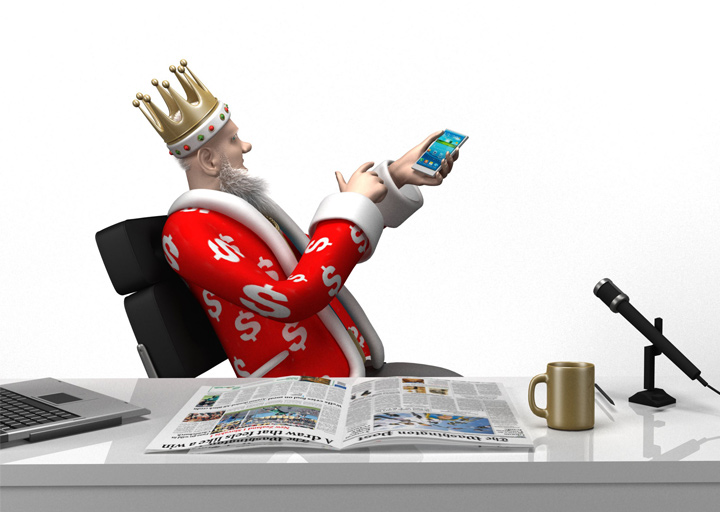 The King is pointing towards his Android phone. <br />
Bet365 is available. Download it.