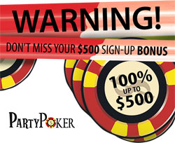 $500 bonus at partypoker - 100 matching bonus