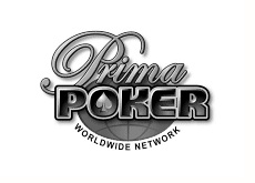 logo for the microgaming prima poker network - black and white